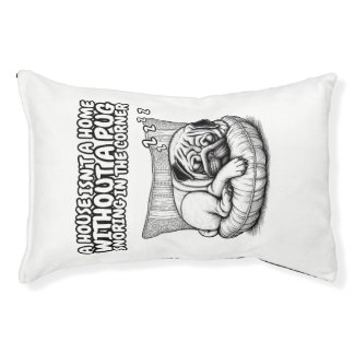 Indoor Dog Bed with pug snoring