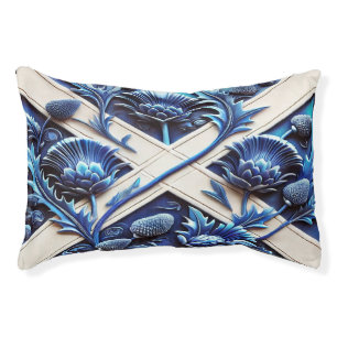 Indoor Dog Bed With Scottish Thistles Design