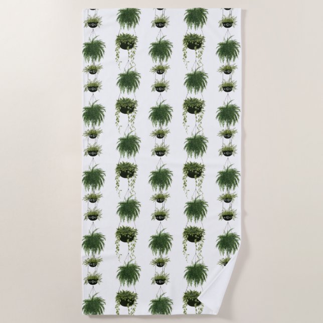 Indoor Oasis | Hanging Baskets Beach Towel (Front)