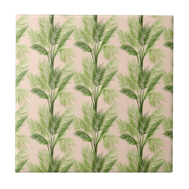 Indoor Oasis | Palm Tree Pattern Ceramic Tile (Front)