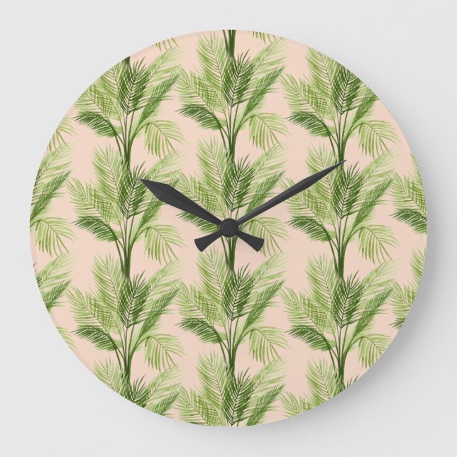 Indoor Oasis | Palm Tree Pattern Large Clock (Front)