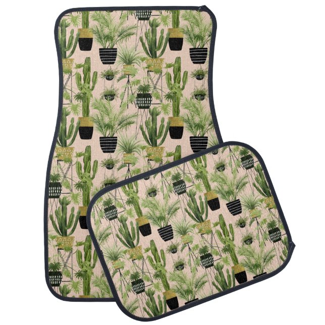 Indoor Oasis | Plant Lineup Pattern Car Floor Mat (Set)