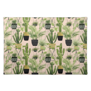 Indoor Oasis Plant Lineup Pattern Cloth Placemat