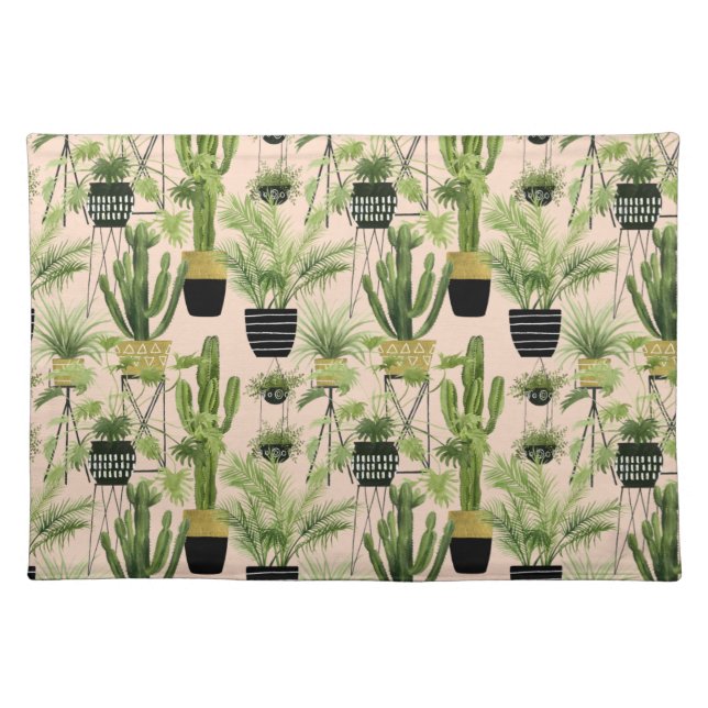 Indoor Oasis | Plant Lineup Pattern Cloth Placemat (Front)