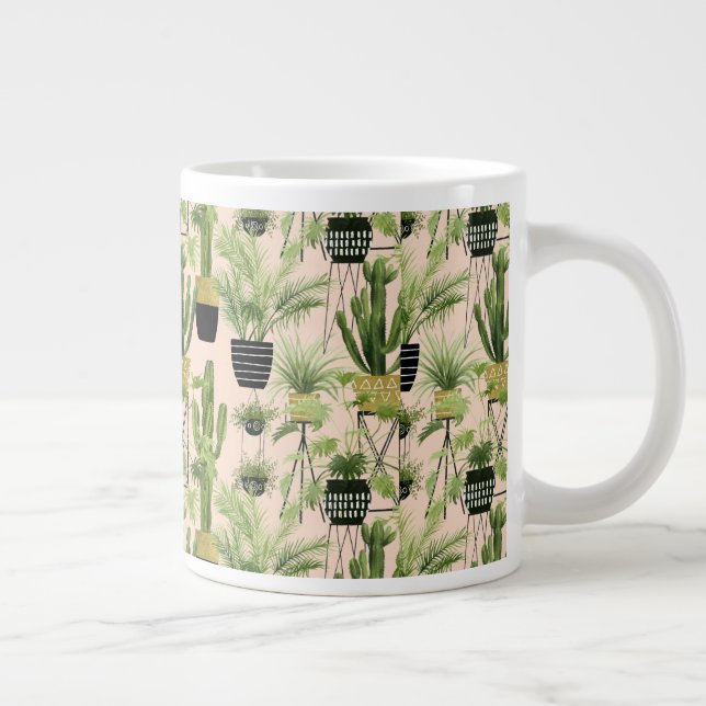 Indoor Oasis | Plant Lineup Pattern Giant Coffee Mug (Right)
