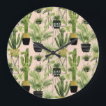 Indoor Oasis | Plant Lineup Pattern Large Clock<br><div class="desc">Enjoy this fresh creative house plant collection design on a product or wallart piece to enhance and add to the world around you. Artist: Grace Popp</div>