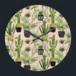 Indoor Oasis | Plant Lineup Pattern Large Clock<br><div class="desc">Enjoy this fresh creative house plant collection design on a product or wallart piece to enhance and add to the world around you. Artist: Grace Popp</div>