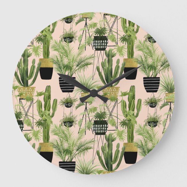 Indoor Oasis | Plant Lineup Pattern Large Clock (Front)