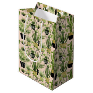 Indoor Oasis Plant Lineup Pattern Medium Gift Bag