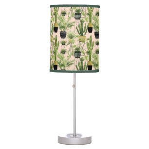 Indoor Oasis Plant Lineup Pattern Table Lamp