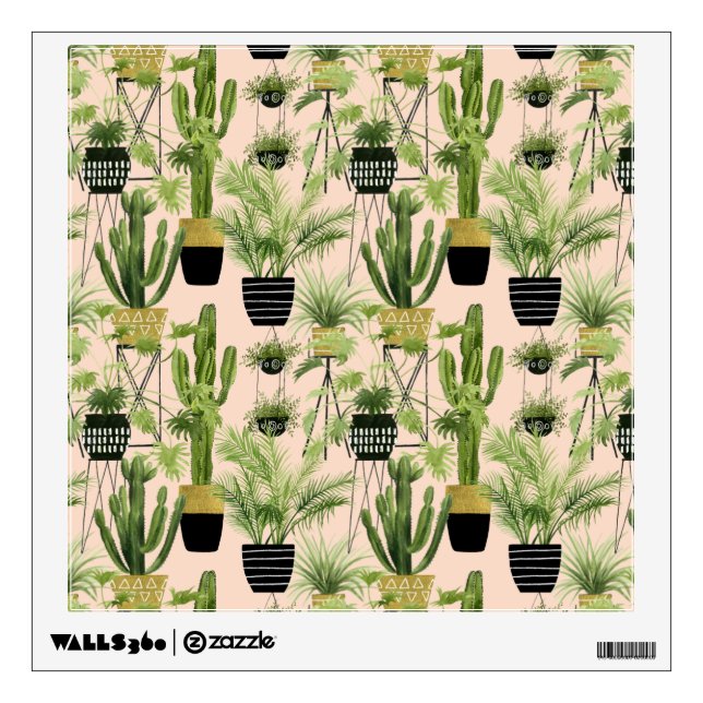 Indoor Oasis | Plant Lineup Pattern Wall Decal (Front)
