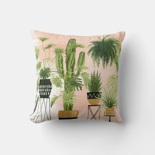 Indoor Oasis | Plant Lineup Throw Pillow (Front)