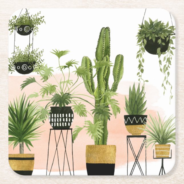 Indoor Oasis Square Paper Coaster (Front)