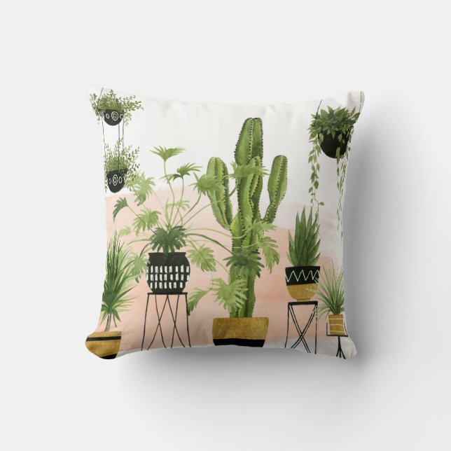 Indoor Oasis Throw Pillow (Front)