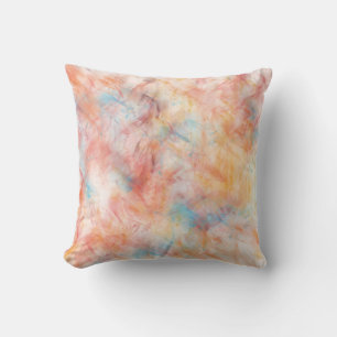 indoor or outdoor abstract rust blue white peach throw pillow