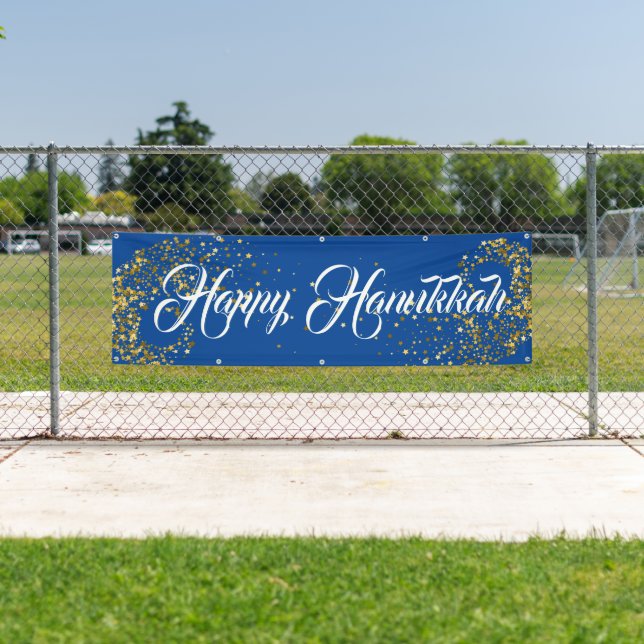 Indoor Outdoor Custom Banner-Happy Hanukkah Banner (Insitu)