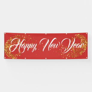 Quick 24 Hour Dispatch Party Banner Happy New Year Red Flag Large 5 x 3 " 