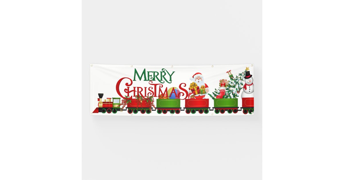 Indoor Outdoor Custom BannerMerry Christmas Train Banner Zazzle