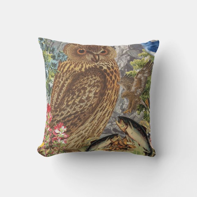 Indoor/Outdoor Owl Throw Pillow/Customizable Outdoor Pillow (Front)