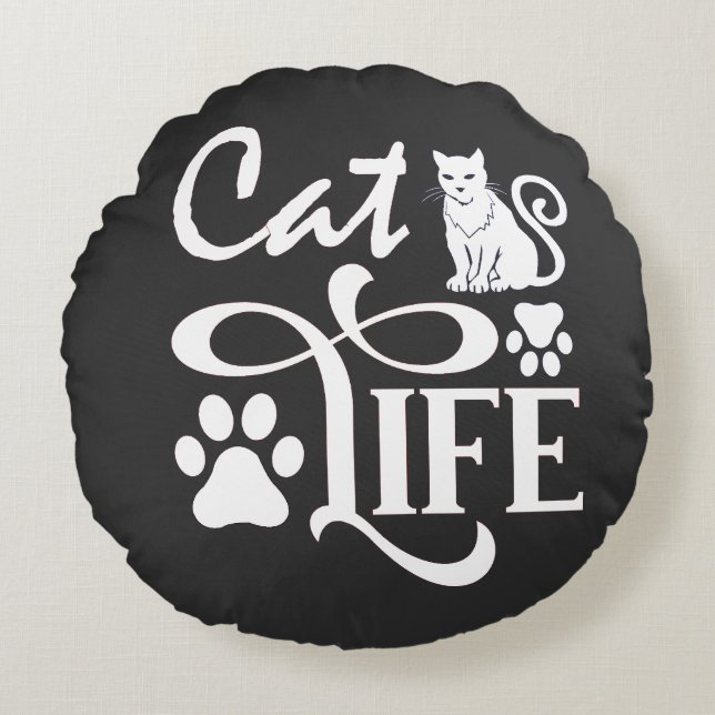 Indoor Pet Kitty Round Pillow (Front)