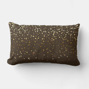 Indoor Petite Golden Stars Lumbar Pillow-Brown Pillow