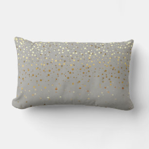 Indoor Petite Golden Stars Lumbar Pillow-Grey Pillow