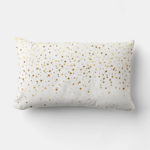 Indoor Petite Golden Stars Lumbar Pillow_White Lumbar Pillow