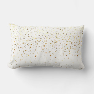 Indoor Petite Golden Stars Lumbar Pillow-White Pillow