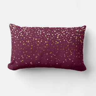 Indoor Petite Golden Stars Lumbar Pillow-Wine Pillow