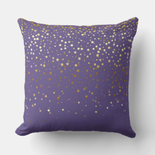 Indoor Petite Golden Stars Square Pillow-Amethyst Throw Pillow