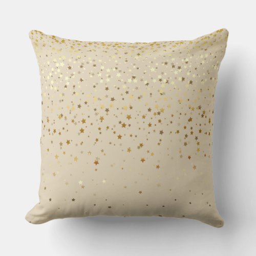 Indoor Petite Golden Stars Square Pillow_Beige Throw Pillow