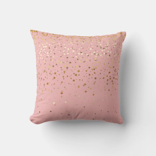 Indoor Petite Golden Stars Square Pillow_Carnation Throw Pillow