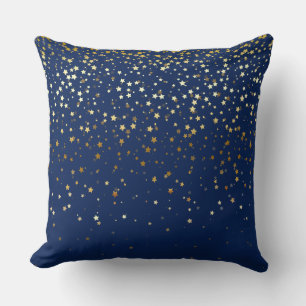 Indoor Petite Golden Stars Square Pillow-Dark Blue Throw Pillow