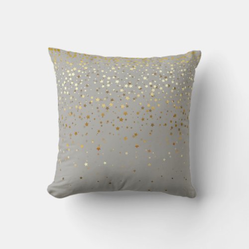 Indoor Petite Golden Stars Square Pillow_Grey Throw Pillow