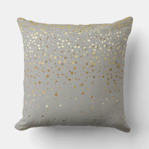 Indoor Petite Golden Stars Square Pillow-Grey Throw Pillow