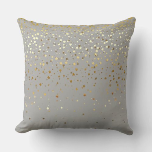 Indoor Petite Golden Stars Square Pillow_Grey Throw Pillow