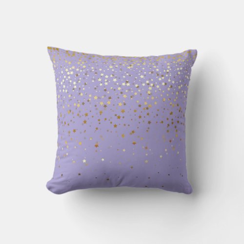 Indoor Petite Golden Stars Square Pillow_Lavender Throw Pillow