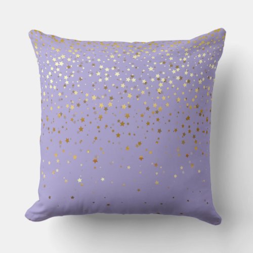Indoor Petite Golden Stars Square Pillow_Lavender Throw Pillow