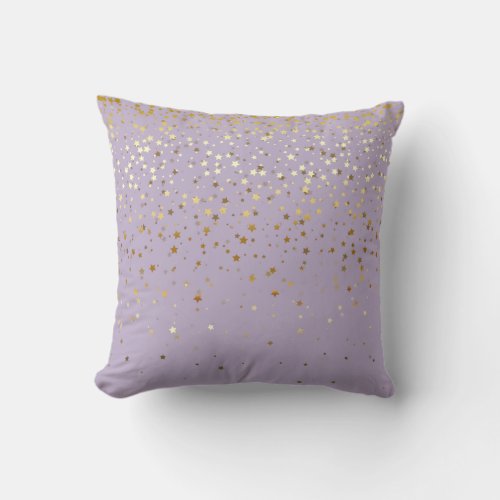 Indoor Petite Golden Stars Square Pillow_Lavender Throw Pillow