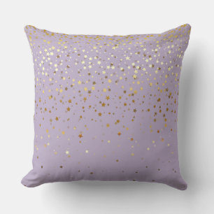Indoor Petite Golden Stars Square Pillow-Lavender Throw Pillow