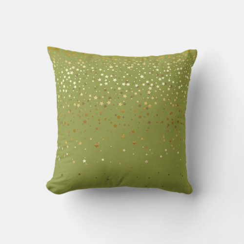Indoor Petite Golden Stars Square Pillow_Olive Throw Pillow