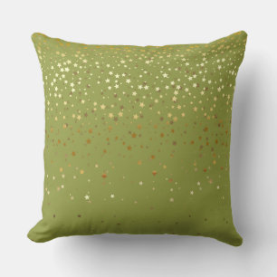 Indoor Petite Golden Stars Square Pillow-Olive Throw Pillow