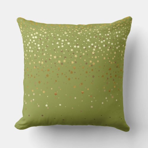 Indoor Petite Golden Stars Square Pillow_Olive Throw Pillow