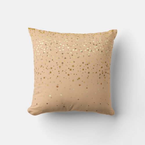 Indoor Petite Golden Stars Square Pillow_Peach Throw Pillow