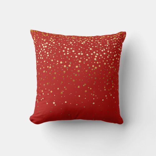 Indoor Petite Golden Stars Square Pillow_Red Throw Pillow