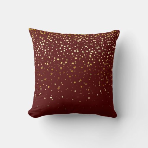 Indoor Petite Golden Stars Square Pillow_Redwood Throw Pillow