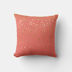 Indoor Petite Golden Stars Square Pillow-Salmon Throw Pillow