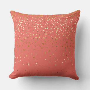 Indoor Petite Golden Stars Square Pillow-Salmon Throw Pillow