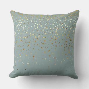 Indoor Petite Golden Stars Square Pillow-Seafoam Throw Pillow