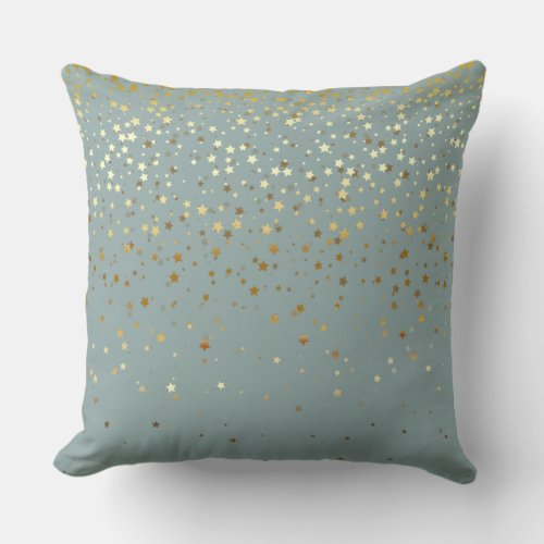 Indoor Petite Golden Stars Square Pillow_Seafoam Throw Pillow